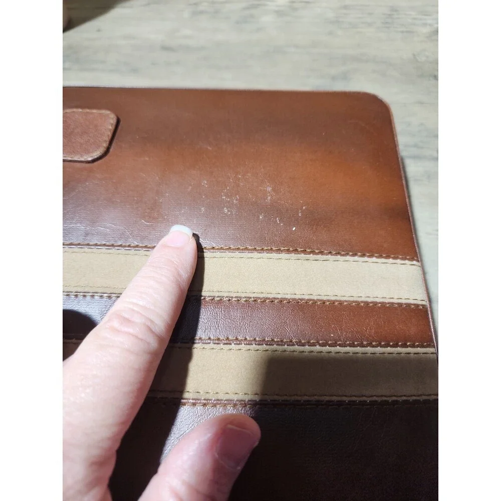 Vintage Magnetic Backgammon Game Faux Leather Zip Travel  Case Read